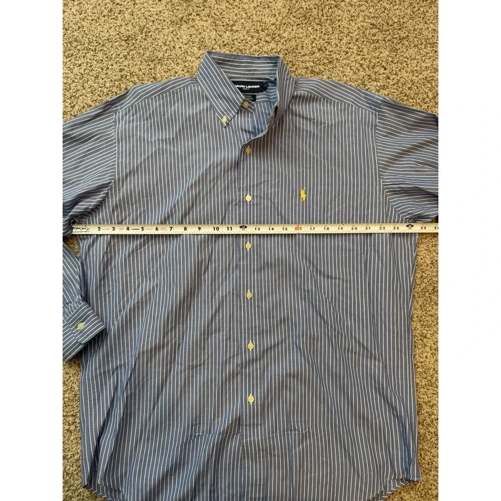 Ralph Lauren Golf Tilden Men's Size Medium Blue Yellow Striped Button Down Shirt